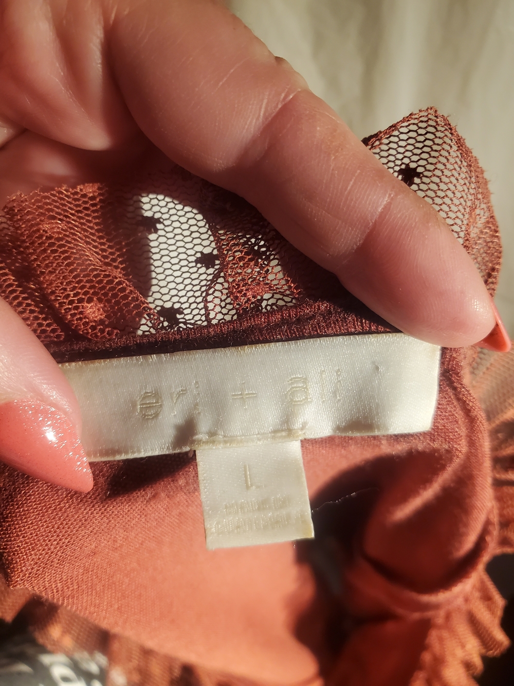 Rust Short Sleeve Ruffle-Trim Blouse - Picture 3 of 4